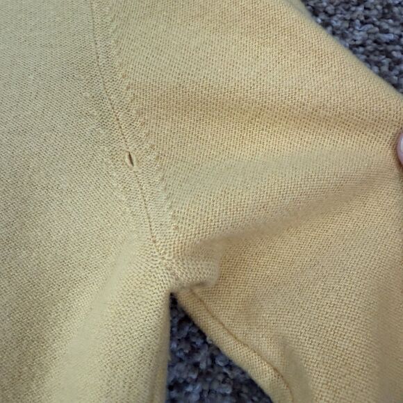 J.McLaughlin Women's 100% Cashmere Mustard Yellow Sweater Womens Large Flutter - Picture 10 of 11